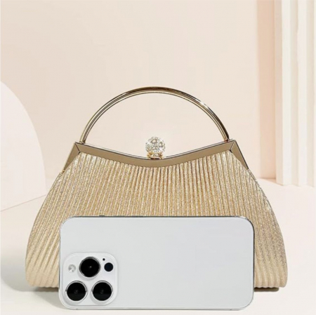 Geanta lux de ocazie din satin sidefat NOBLESS LUX (AURIU) [3]