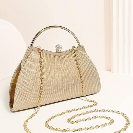 Geanta lux de ocazie din satin sidefat NOBLESS LUX (AURIU) [2]