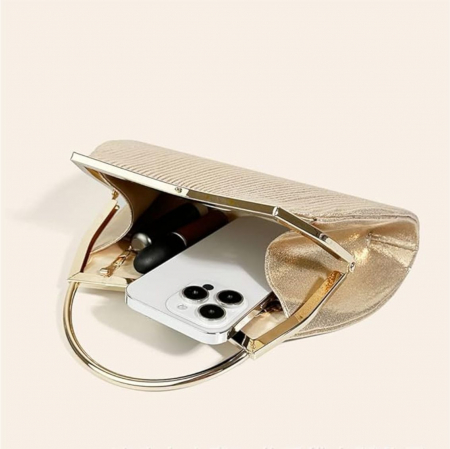 Geanta lux de ocazie din satin sidefat NOBLESS LUX (AURIU) [4]