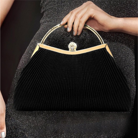 GENTI OCAZIE - Geanta lux de ocazie din satin sidefat NOBLESS LUX (NEAGRA)