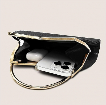 Geanta lux de ocazie din satin sidefat NOBLESS LUX (NEAGRA) [4]