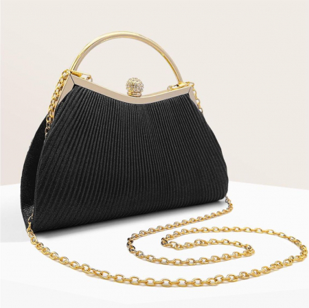 Geanta lux de ocazie din satin sidefat NOBLESS LUX (NEAGRA) [3]