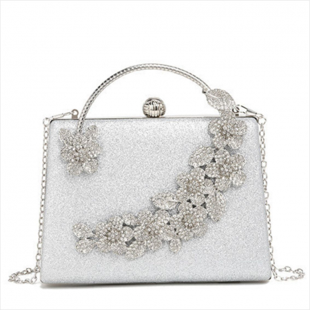 Geanta lux de ocazie tip clutch LADY ROSE (ARGINTIE) [2]