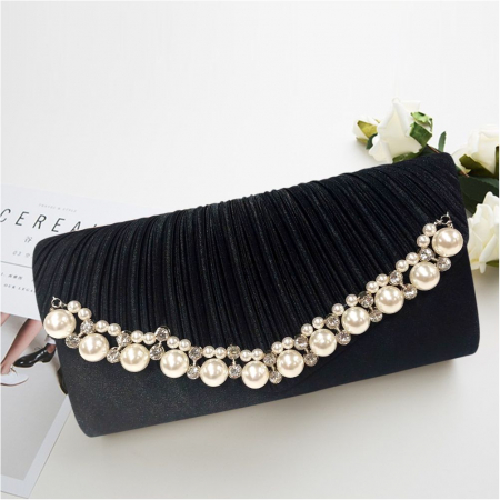 Geanta lux tip plic satinat cu perle si strasuri Lady Chic (4 CULORI) [1]