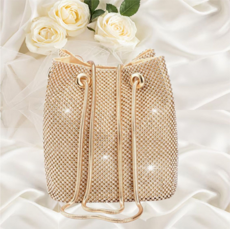 GENTI OCAZIE - Geanta lux de ocazie tip saculet cu cristale BOEMA LUX (AURIE)