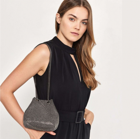 Geanta lux de ocazie tip saculet cu cristale BOEMA LUX (NEGRU) [3]