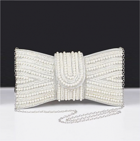 Geanta lux in forma de funda cu margele Glamour Lux (ALB) [1]