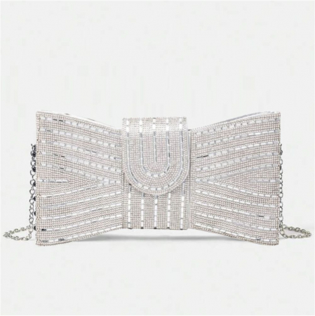 Geanta lux in forma de funda cu strasuri argintii Glamour Lux (ARGINTIU) [3]