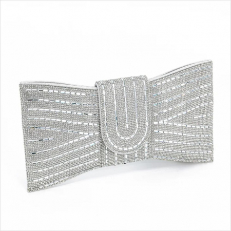 Geanta lux in forma de funda cu strasuri argintii Glamour Lux (ARGINTIU) [4]