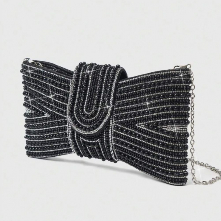 Geanta lux in forma de funda cu margele Glamour Lux (NEGRU) [2]