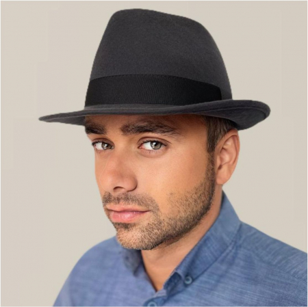 Palarie barbati cu boruri clasice din fetru lux Mister Fedora Lux (GRI) [1]