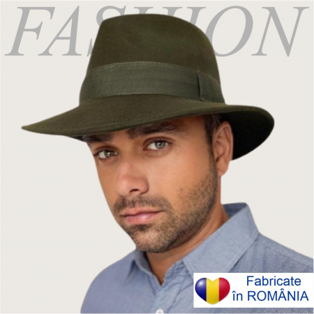 PALARII BARBATI LUX - Palarie barbati din fetru lux cu boruri italiene ITALIAN STYLE (KAKI)