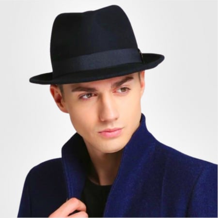 Palarie barbati din fetru lux Mister Fedora Lux (BLEUMARIN) [1]