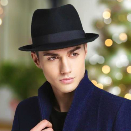 Palarie barbati din fetru lux Mister Fedora Lux (NEGRU) - marimi de la 53 la 60 [8]