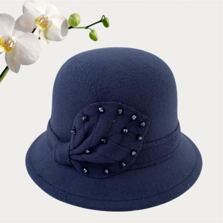 Palarie dama cu boruri delicate MISS COCHETTE (BLEUMARIN) - marime unica, reglabila [2]