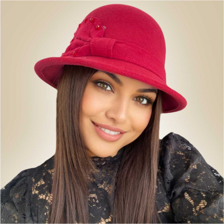 Palarie dama cu boruri delicate MISS COCHETTE (GRENA) - marime unica, reglabila [1]