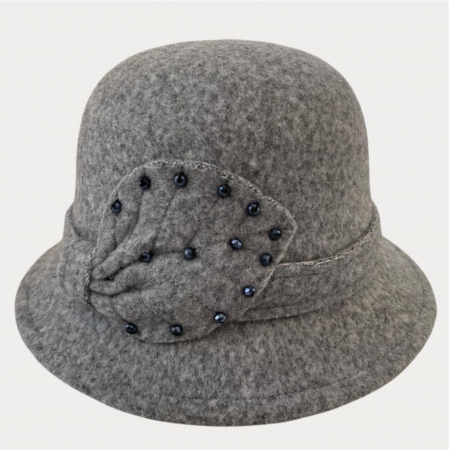 Palarie dama cu boruri delicate MISS COCHETTE (GRI perlat) - marime unica, reglabila [3]