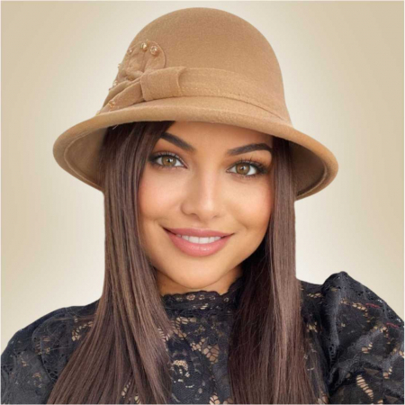 Palarie dama cu boruri delicate MISS COCHETTE (MARO cappuccino) - marime unica, reglabila [1]