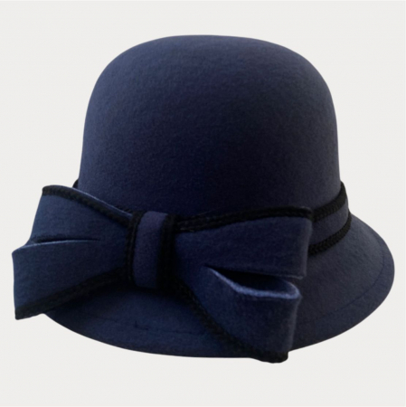 Palarie dama cu boruri delicate si funda luxurianta MISS ALISS (BLEUMARIN) - marime unica, reglabila [3]