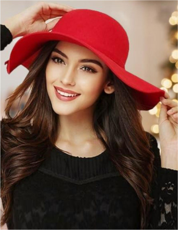 PALARII dama - boruri mari - Palarie dama cu boruri elegante ROMA CHIC (ROSU) - marime unica, reglabila