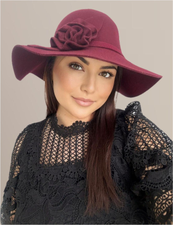 Palarie dama cu boruri elegante SABRINA CHIC (GRENA) - marime unica, reglabila [1]