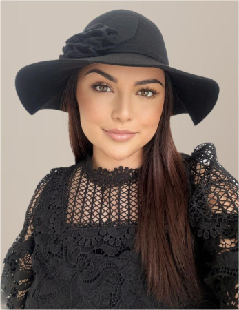 Palarie dama cu boruri elegante SABRINA CHIC (NEGRU) - marime unica, reglabila [2]