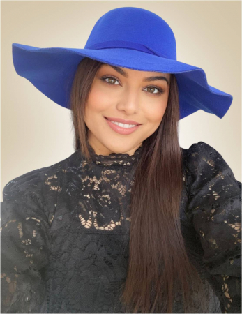 PALARII dama ALBASTRE - Palarie dama cu boruri mari MISS ROMA (ALBASTRU) - marime unica, reglabila
