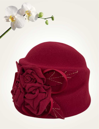 Palarii dama tip toca cu accesorii florale ARIANA (GRENA trandafiriu) - marime unica, reglabila [2]