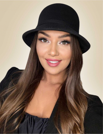 Palarie dama cu boruri mici MISS negru, reglabila [1]