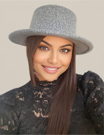 PALARII dama GRI - Palarie dama cu boruri rotunde MISS CASTILLIA (GRI perlat) - marime unica, reglabila