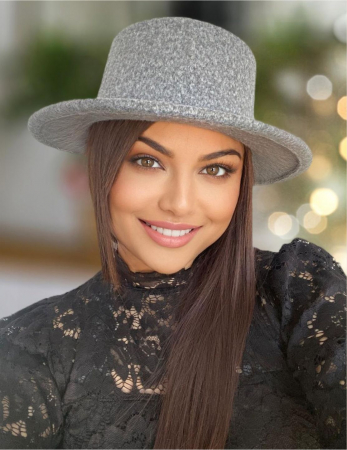 Palarie dama cu boruri rotunde MISS CASTILLIA (GRI perlat) - marime unica, reglabila [1]