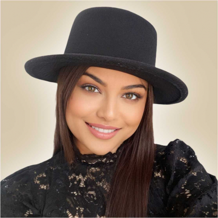 Palarie dama cu boruri rotunde MISS CASTILLIA (NEGRU) - marime unica, reglabila [1]