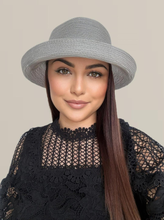 Palarie dama din organza dantelata AMIRA LUX-palarie GRI, reglabila [2]