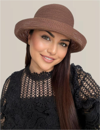 Palarie dama din organza dantelata AMIRA LUX-palarie maro mahon, reglabila [1]