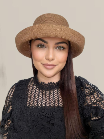 Palarie dama din organza dantelata AMIRA LUX-palarie maro, reglabila [3]