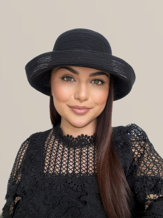 Palarie dama din organza dantelata AMIRA LUX-palarie negru, reglabila [2]