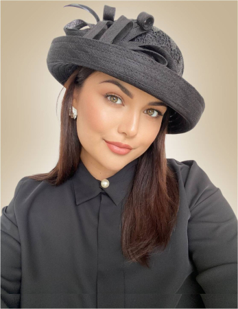 Palarie dama  din organza si dantela AMERICA CHIC -palarie negru, reglabila [1]