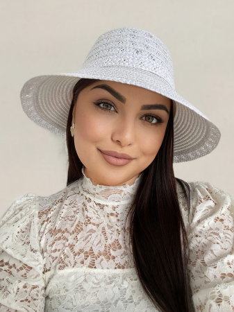 Palarie dama de soare cu boruri medii EMMA LUX (ALB) - marime unica, reglabila [3]