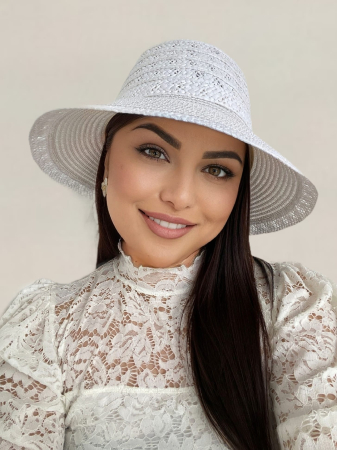 Palarie dama de soare cu boruri medii EMMA LUX (ALB) - marime unica, reglabila [1]
