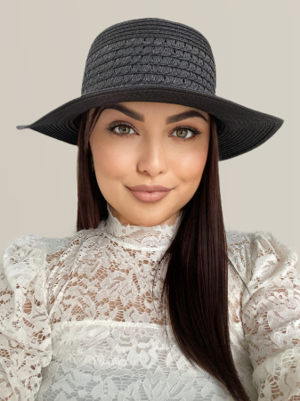 Palarie dama de soare cu boruri medii PENELOPE LUX (NEGRU) - marime unica, reglabila [2]