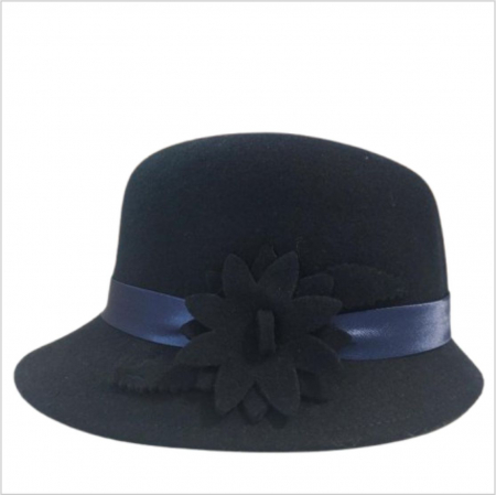 Palarie din fetru lux cu boruri delicate BARONESS LUX (BLEUMARIN) - marime unica, reglabila [3]