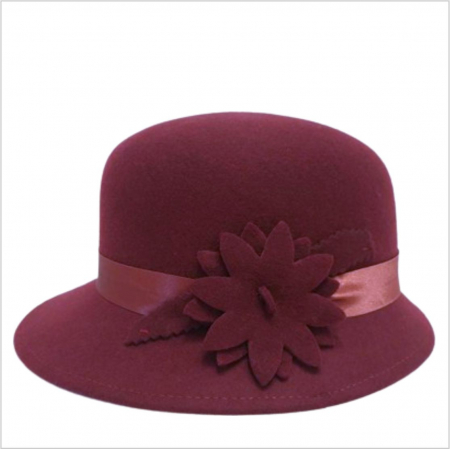 Palarie din fetru lux cu boruri delicate BARONESS LUX (GRENA) - marime unica, reglabila [3]