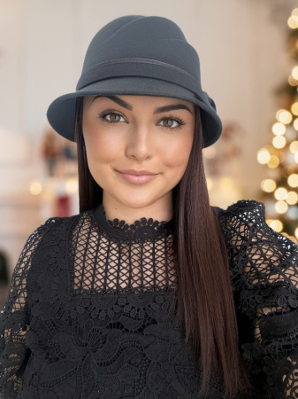 Palarie dama din fetru lux cu falduri VIENNA LUX (GRI) - marime unica, reglabila [1]