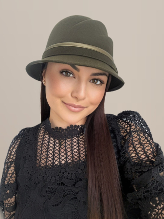 Palarie dama din fetru lux cu falduri VIENNA LUX (KAKI) - marime unica, reglabia [5]