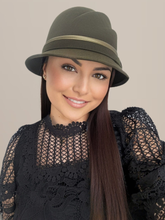 Palarie dama din fetru lux cu falduri VIENNA LUX (KAKI) - marime unica, reglabia [2]