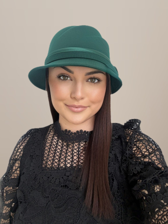 Palarie dama din fetru lux cu falduri VIENNA LUX (VERDE) - marime unica, reglabila [3]