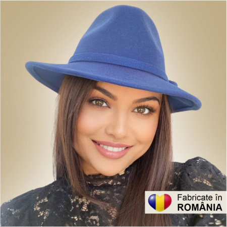 Palarie dama din fetru lux MISS ITALY (ALBASTRU) - marime unica, reglabila [2]