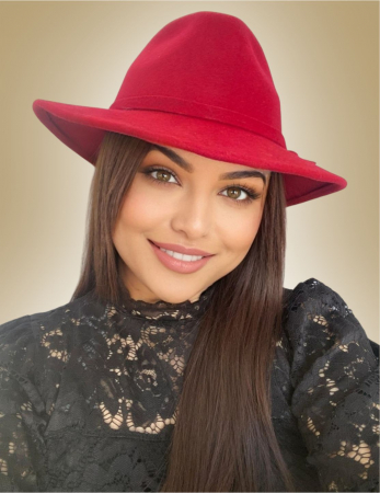 Palarie dama din fetru lux MISS ITALY (ROSU) - marime unica, reglabila [1]