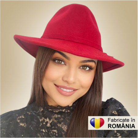 Palarie dama din fetru lux MISS ITALY (ROSU) - marime unica, reglabila [2]