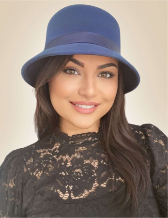 Palarie dama din fetru lux PARIS LUX (ALBASTRU) - marime unica, reglabila [1]